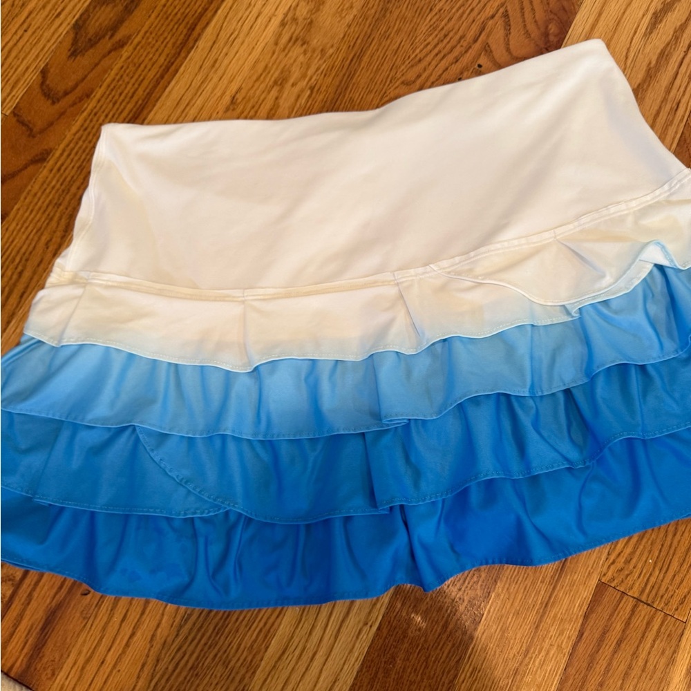 Nike White and Blue Ruffled Mini Skirt